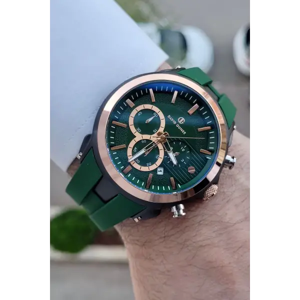 DAVID GUNER DGISTE93 Kordonu Yeşil Renk İç Göstrgeleri Aktif Hediye Paketli Erkek Kol Saati