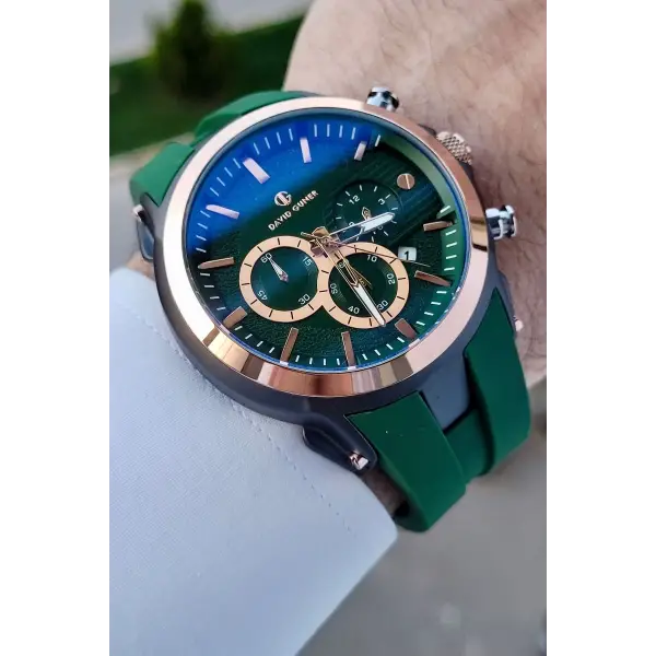 DAVID GUNER DGISTE93 Kordonu Yeşil Renk İç Göstrgeleri Aktif Hediye Paketli Erkek Kol Saati
