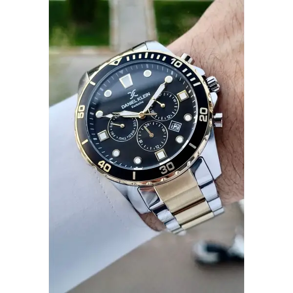 Daniel Klein DKISTE1059 Gold Gümüş Renk İç Göstrgeleri Aktif Hediye Paketli Erkek Kol Saati