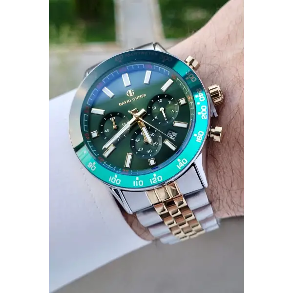 DAVID GUNER DGISTE95 Gold Gümüş Renk İç Göstrgeleri Aktif Hediye Paketli Erkek Kol Saati