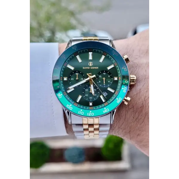 DAVID GUNER DGISTE95 Gold Gümüş Renk İç Göstrgeleri Aktif Hediye Paketli Erkek Kol Saati