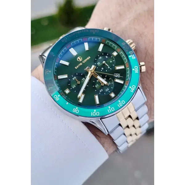 DAVID GUNER DGISTE95 Gold Gümüş Renk İç Göstrgeleri Aktif Hediye Paketli Erkek Kol Saati