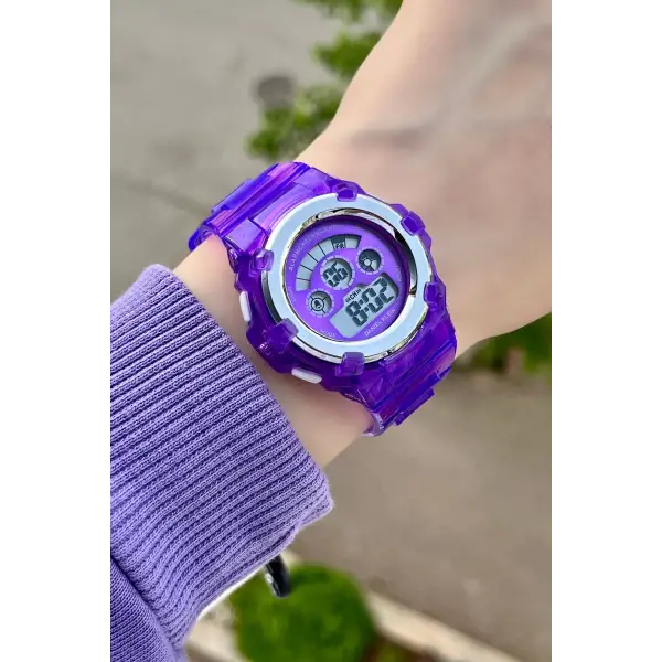 Daniel Klein DKISTE1109 Lila Renk Işıklı, Alarmlı, Kronometreli Hediye Paketli Kız Çocuk Kol Saati (5-18 Yaş)