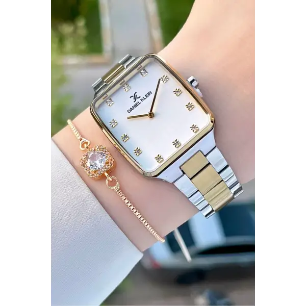 Daniel Klein DKISTE1107 Gold Gümüş Renk Hediye Paketli Kadın Kol Saati ve Bileklik