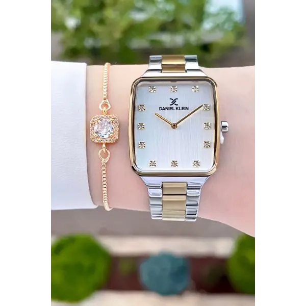 Daniel Klein DKISTE1107 Gold Gümüş Renk Hediye Paketli Kadın Kol Saati ve Bileklik