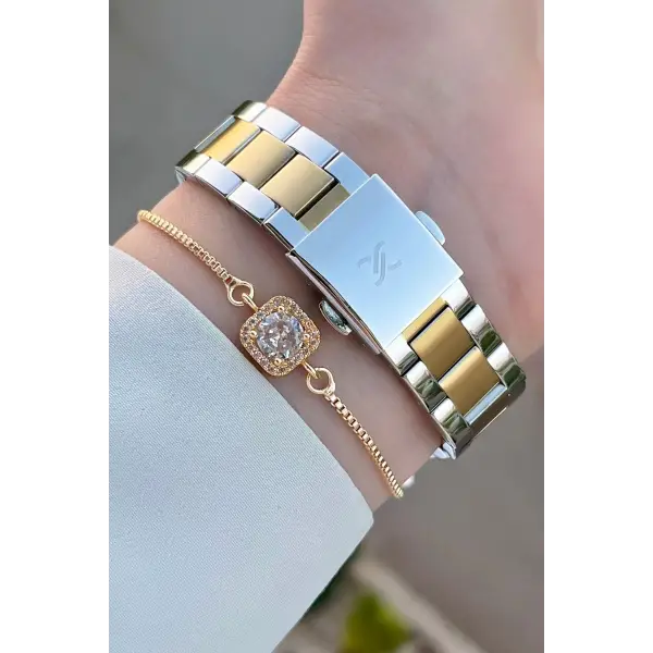 Daniel Klein DKISTE1107 Gold Gümüş Renk Hediye Paketli Kadın Kol Saati ve Bileklik
