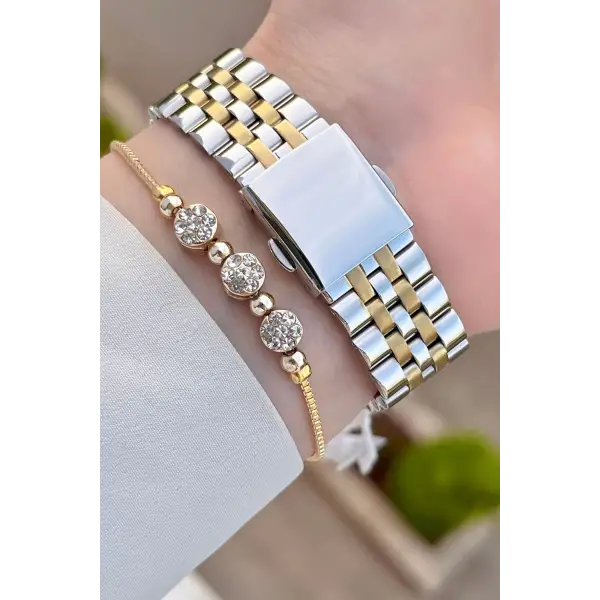 Ferrucci FCISTE282 Gold Gümüş Renk Hediye Paketli İç Göstergeleri Aktif Kadın Kol Saati ve Bileklik