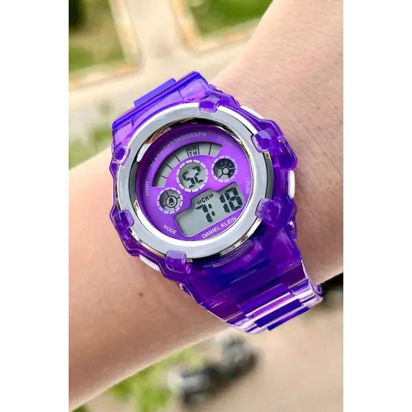 Daniel Klein DKISTE1109 Mor Renk Işıklı, Alarmlı, Kronometreli Hediye Paketli Kız Çocuk Kol Saati (5-18 Yaş)