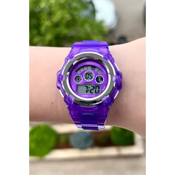 Daniel Klein DKISTE1109 Mor Renk Işıklı, Alarmlı, Kronometreli Hediye Paketli Kız Çocuk Kol Saati (5-18 Yaş)
