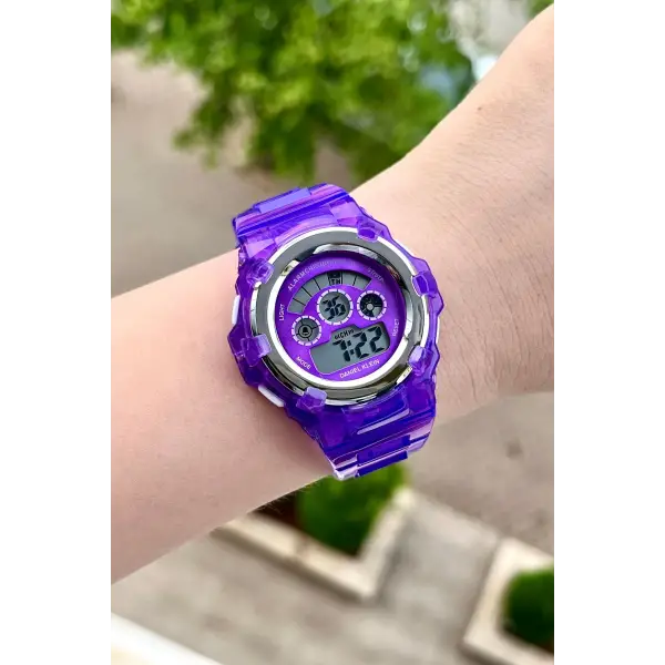 Daniel Klein DKISTE1109 Mor Renk Işıklı, Alarmlı, Kronometreli Hediye Paketli Kız Çocuk Kol Saati (5-18 Yaş)