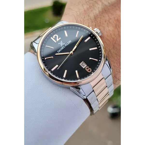 Daniel Klein DKISTE1130 Kadranı Siyah Rose Gümüş Renk Takvimli Hediye Paketli Erkek Kol Saati