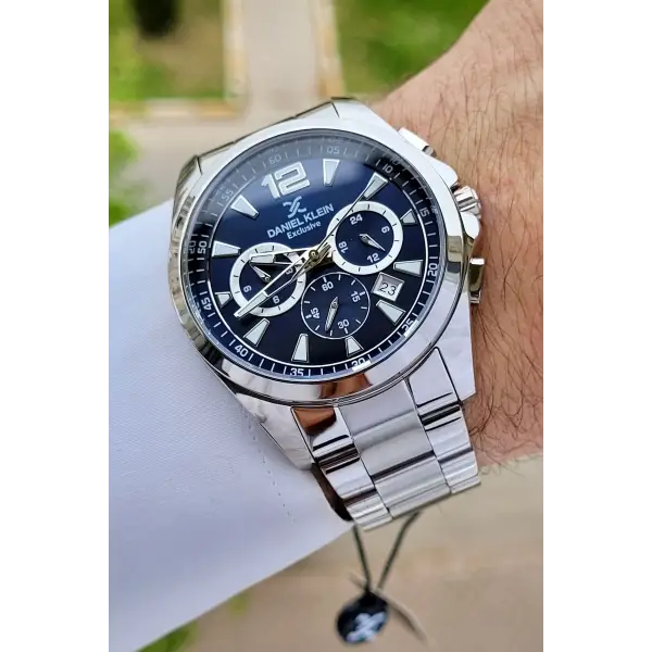 Daniel Klein DKISTE1123 Kadranı Lacivert Kordonu Gümüş Renk Göstergeleri Aktif Hediye Paketli Erkek Kol Saati