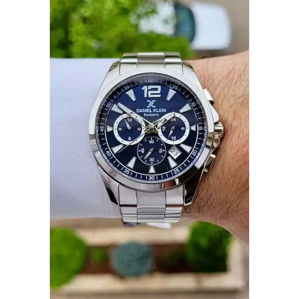 Daniel Klein DKISTE1123 Kadranı Lacivert Kordonu Gümüş Renk Göstergeleri Aktif Hediye Paketli Erkek Kol Saati