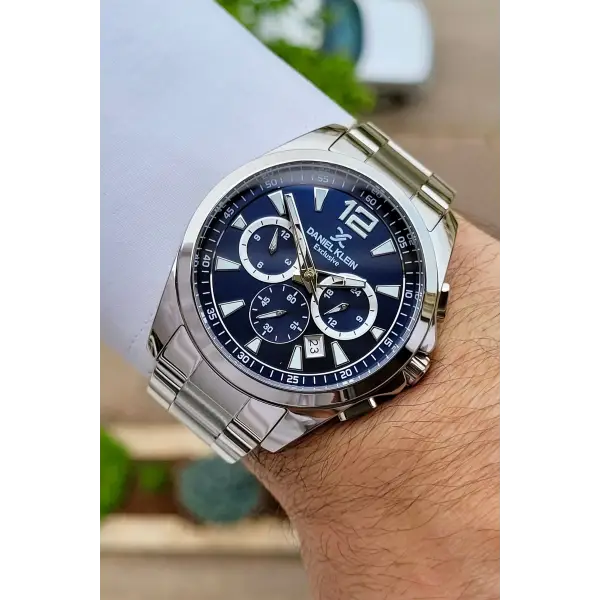 Daniel Klein DKISTE1123 Kadranı Lacivert Kordonu Gümüş Renk Göstergeleri Aktif Hediye Paketli Erkek Kol Saati