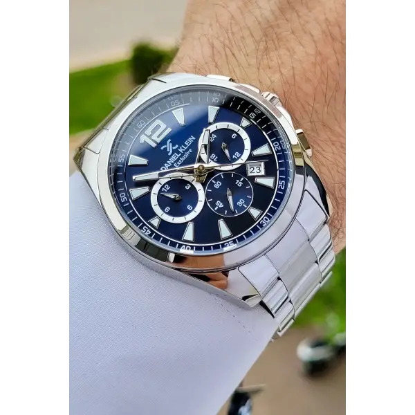 Daniel Klein DKISTE1123 Kadranı Lacivert Kordonu Gümüş Renk Göstergeleri Aktif Hediye Paketli Erkek Kol Saati