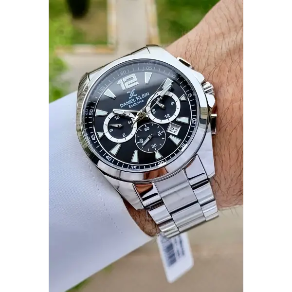 Daniel Klein DKISTE1122 Kadranı Siyah Kordonu Gümüş Renk Göstergeleri Aktif Hediye Paketli Erkek Kol Saati