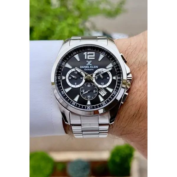 Daniel Klein DKISTE1122 Kadranı Siyah Kordonu Gümüş Renk Göstergeleri Aktif Hediye Paketli Erkek Kol Saati
