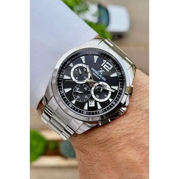 Daniel Klein DKISTE1122 Kadranı Siyah Kordonu Gümüş Renk Göstergeleri Aktif Hediye Paketli Erkek Kol Saati