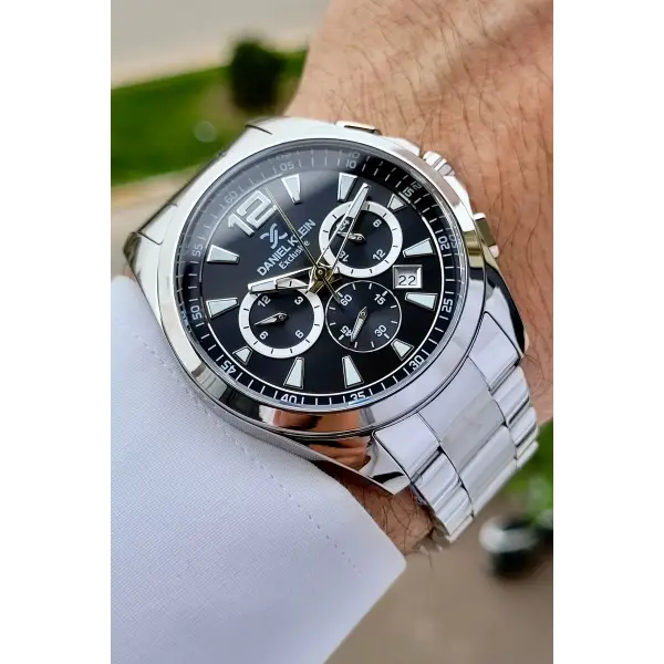 Daniel Klein DKISTE1122 Kadranı Siyah Kordonu Gümüş Renk Göstergeleri Aktif Hediye Paketli Erkek Kol Saati