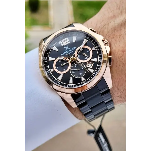 Daniel Klein DKISTE1124 Kasası Rose Kordonu Siyah Renk Göstergeleri Aktif Hediye Paketli Erkek Kol Saati