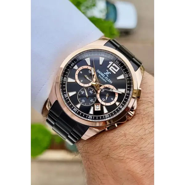 Daniel Klein DKISTE1124 Kasası Rose Kordonu Siyah Renk Göstergeleri Aktif Hediye Paketli Erkek Kol Saati