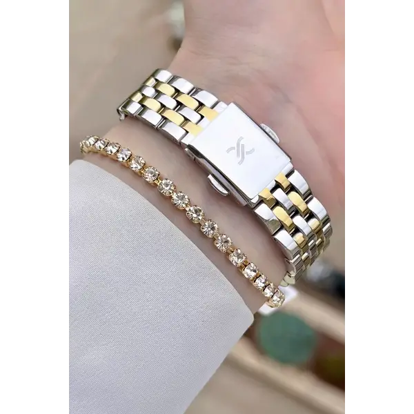 Daniel Klein DKISTE1142 Gold Gümüş Renk Hediye Paketli Takvimli Kadın Kol Saati ve Bileklik