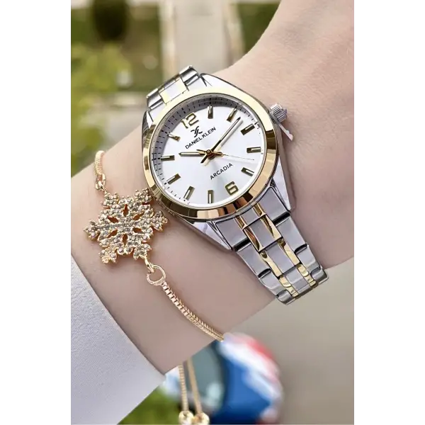 Daniel Klein DKISTE1152 Gold Gümüş Renk Hediye Paketli Kadın Kol Saati ve Bileklik