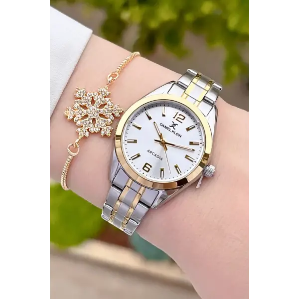 Daniel Klein DKISTE1152 Gold Gümüş Renk Hediye Paketli Kadın Kol Saati ve Bileklik