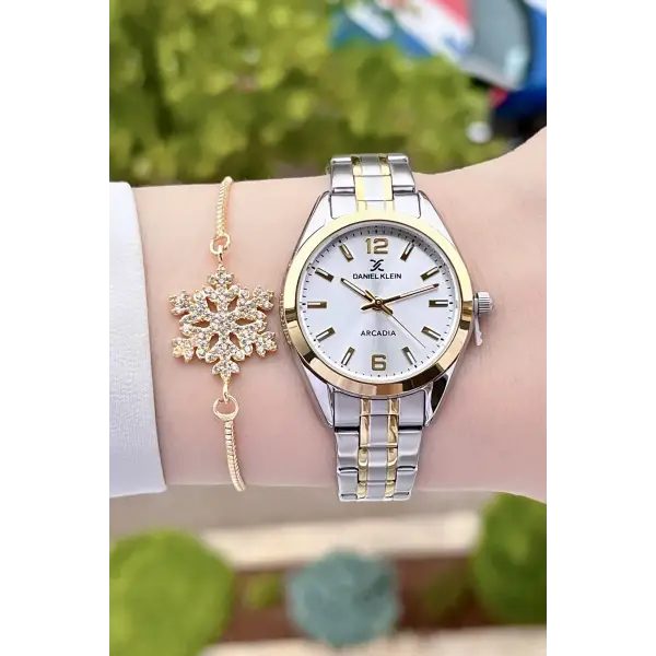 Daniel Klein DKISTE1152 Gold Gümüş Renk Hediye Paketli Kadın Kol Saati ve Bileklik