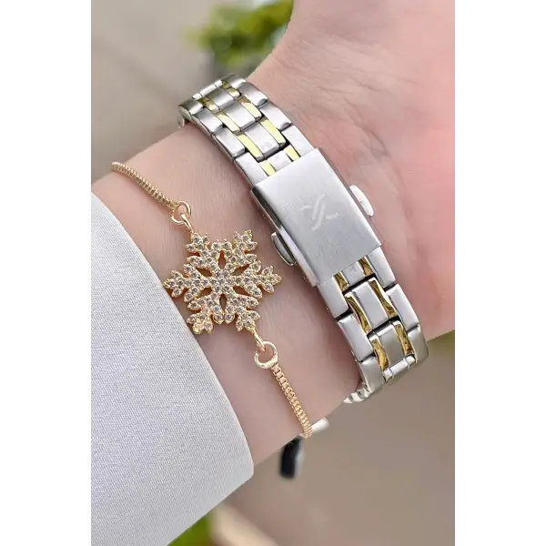 Daniel Klein DKISTE1152 Gold Gümüş Renk Hediye Paketli Kadın Kol Saati ve Bileklik