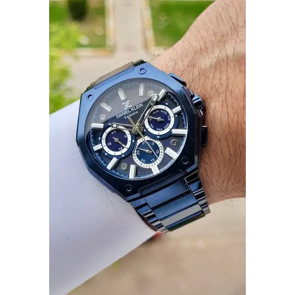 Daniel Klein DKISTE1139 Lacivert Gümüş Renk Hediye Paketli İç Göstergeleri Aktif Erkek Kol Saati