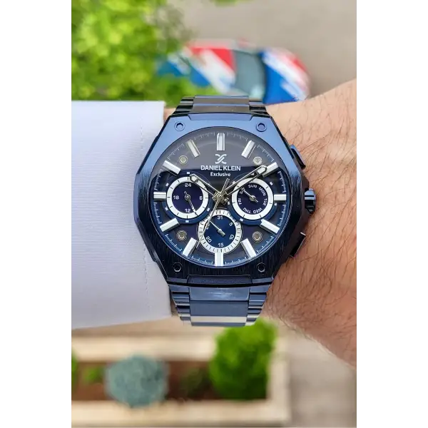 Daniel Klein DKISTE1139 Lacivert Gümüş Renk Hediye Paketli İç Göstergeleri Aktif Erkek Kol Saati