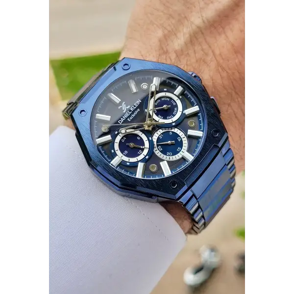 Daniel Klein DKISTE1139 Lacivert Gümüş Renk Hediye Paketli İç Göstergeleri Aktif Erkek Kol Saati