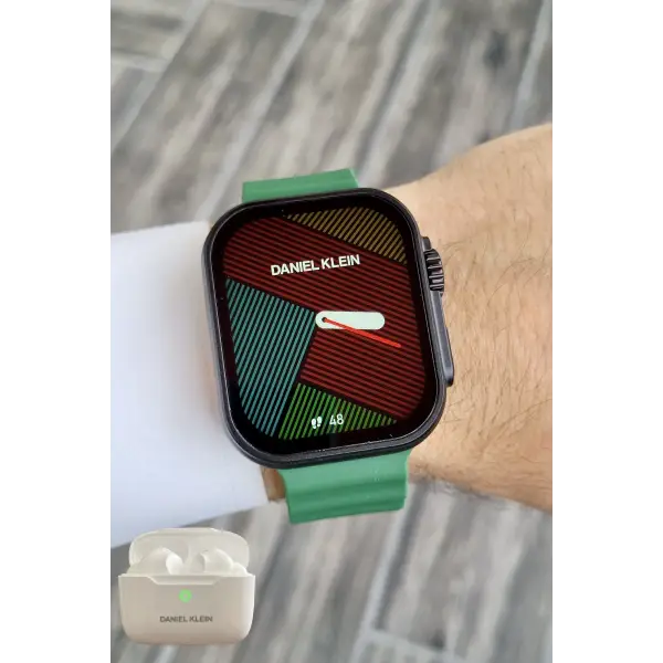 Daniel Klein DK1ISTE1167 Android/ios Uyumlu Arama Özellikli Yeşil Renk Kordonlu Akıllı Kol Saati ve Bluetooth Kulaklık