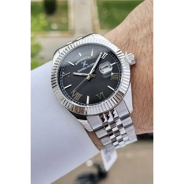 Daniel Klein DKISTE1125 Kadranı Siyah Kordonu Gümüş Renk Hediye Paketli Erkek Kol Saati
