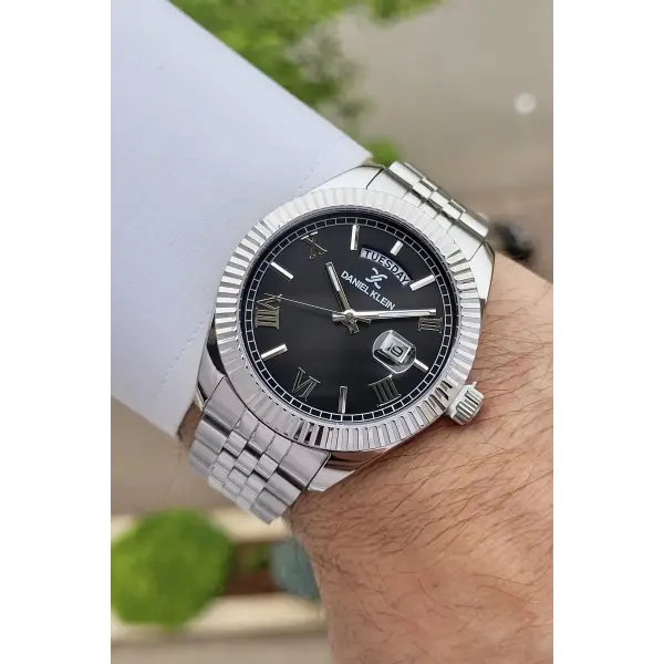 Daniel Klein DKISTE1125 Kadranı Siyah Kordonu Gümüş Renk Hediye Paketli Erkek Kol Saati