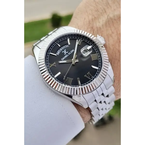 Daniel Klein DKISTE1125 Kadranı Siyah Kordonu Gümüş Renk Hediye Paketli Erkek Kol Saati