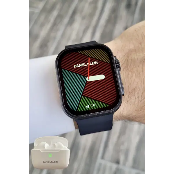 Daniel Klein DK2ISTE1161 Android/ios Uyumlu Arama Özellikli Siyah Renk Kordonlu Akıllı Kol Saati ve Bluetooth Kulaklık