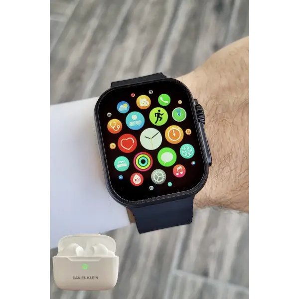 Daniel Klein DK2ISTE1161 Android/ios Uyumlu Arama Özellikli Siyah Renk Kordonlu Akıllı Kol Saati ve Bluetooth Kulaklık