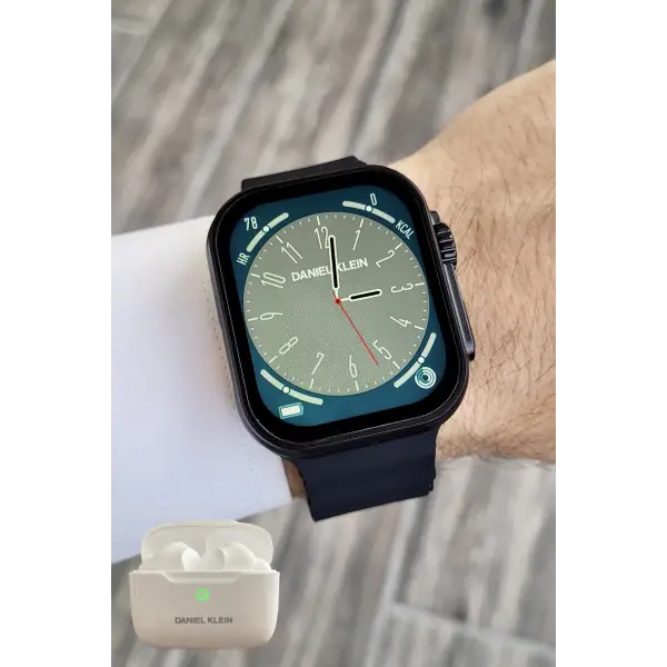 Daniel Klein DK2ISTE1161 Android/ios Uyumlu Arama Özellikli Siyah Renk Kordonlu Akıllı Kol Saati ve Bluetooth Kulaklık