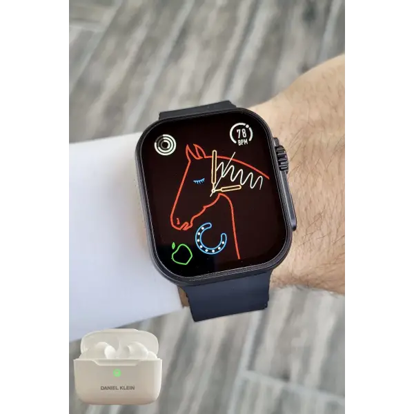 Daniel Klein DK2ISTE1161 Android/ios Uyumlu Arama Özellikli Siyah Renk Kordonlu Akıllı Kol Saati ve Bluetooth Kulaklık