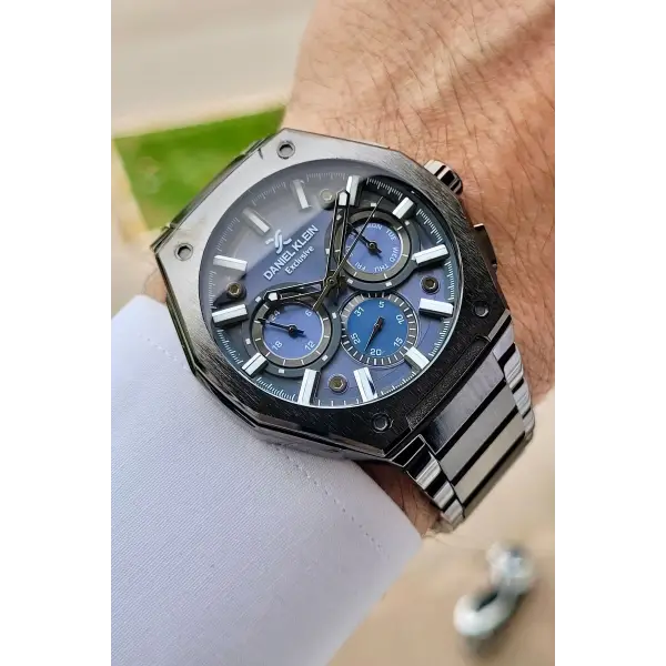 Daniel Klein DKISTE1138 Kadranı Lacivert Kordonu Füme Renk Hediye Paketli İç Göstergeleri Aktif Erkek Kol Saati