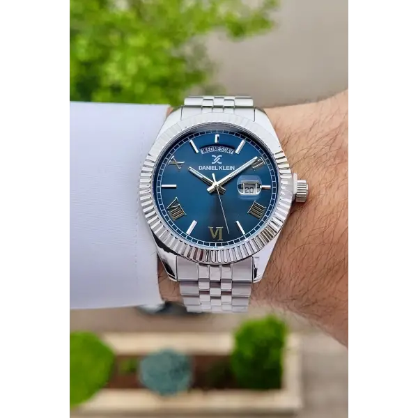 Daniel Klein DKISTE1126 Kadranı Lacivert Kordonu Gümüş Renk Hediye Paketli Erkek Kol Saati