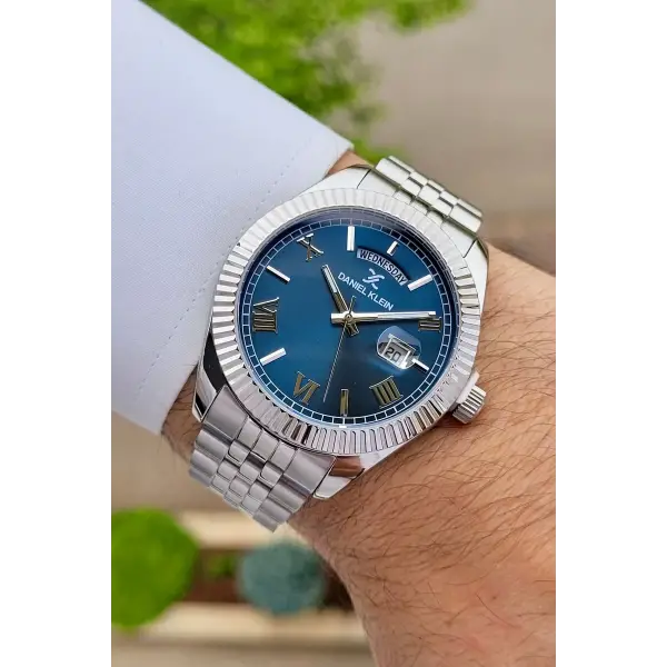 Daniel Klein DKISTE1126 Kadranı Lacivert Kordonu Gümüş Renk Hediye Paketli Erkek Kol Saati