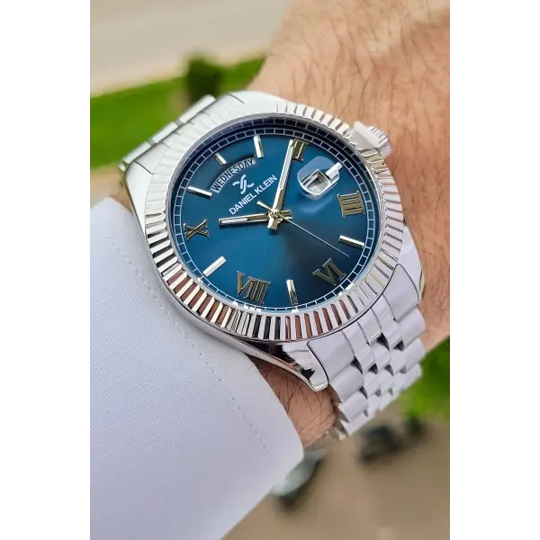 Daniel Klein DKISTE1126 Kadranı Lacivert Kordonu Gümüş Renk Hediye Paketli Erkek Kol Saati