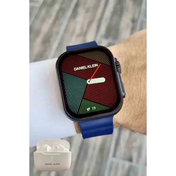 Daniel Klein DK2ISTE1162 Android/ios Uyumlu Arama Özellikli Lacivert Renk Kordonlu Akıllı Kol Saati ve Bluetooth Kulaklık