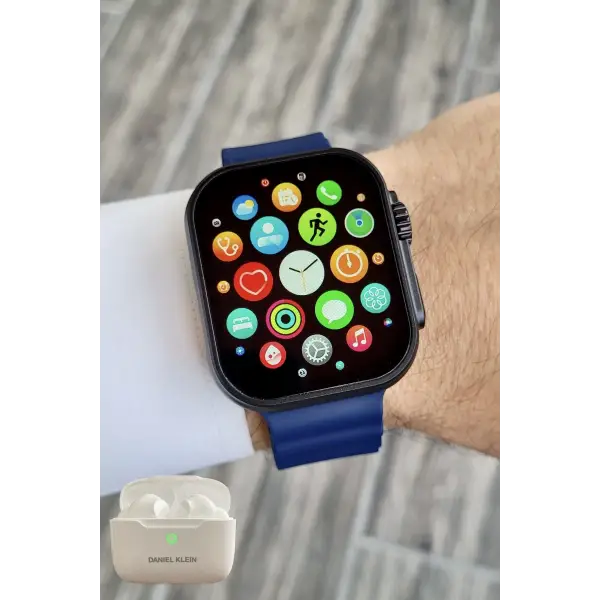 Daniel Klein DK2ISTE1162 Android/ios Uyumlu Arama Özellikli Lacivert Renk Kordonlu Akıllı Kol Saati ve Bluetooth Kulaklık