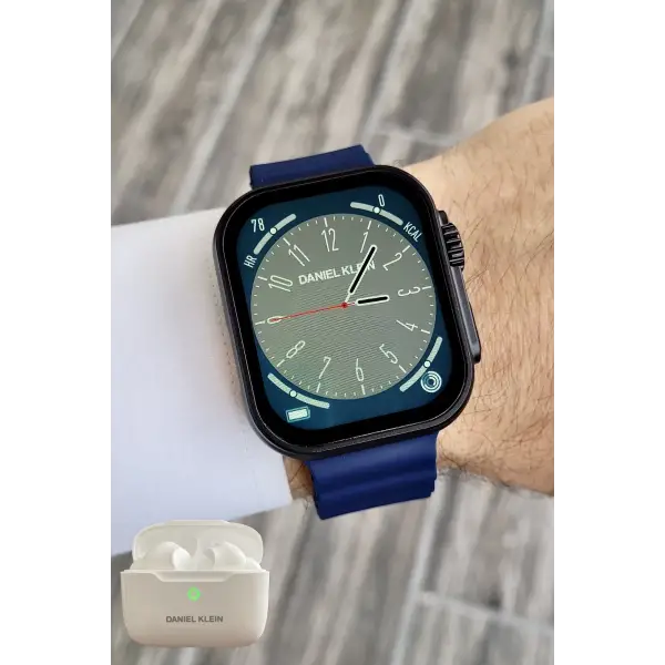 Daniel Klein DK2ISTE1162 Android/ios Uyumlu Arama Özellikli Lacivert Renk Kordonlu Akıllı Kol Saati ve Bluetooth Kulaklık