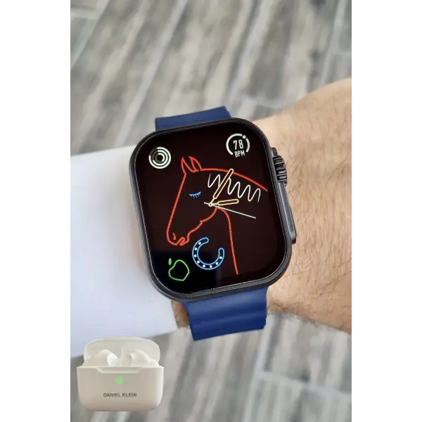 Daniel Klein DK2ISTE1162 Android/ios Uyumlu Arama Özellikli Lacivert Renk Kordonlu Akıllı Kol Saati ve Bluetooth Kulaklık