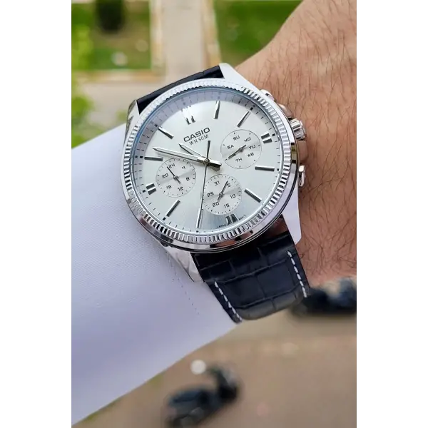 Casio CSISTE5 Kadranı Gümüş Kordonu Siyah Renk Hediye Paketli Erkek Kol Saati